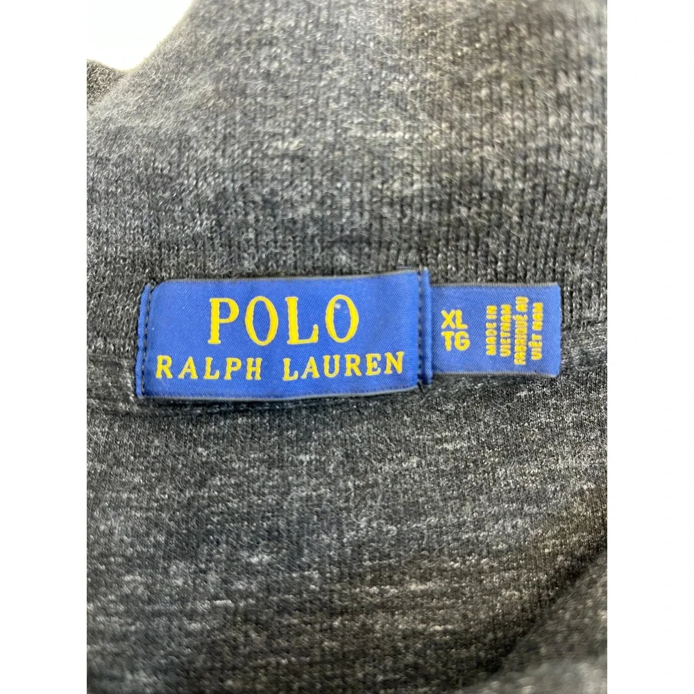 Polo Ralph Lauren MensXL Charcoal Gray Heather Quarter Zip Pullover Sweater Logo